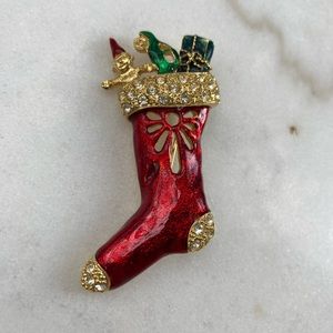 Vintage Christmas Stocking Pin